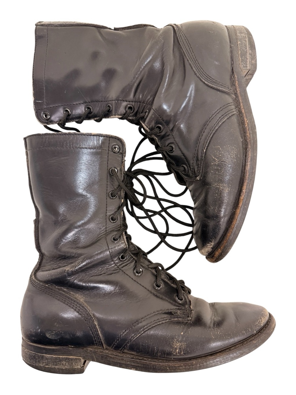 Vtg 1974 Military Black Lace-Up Leather Combat Boots